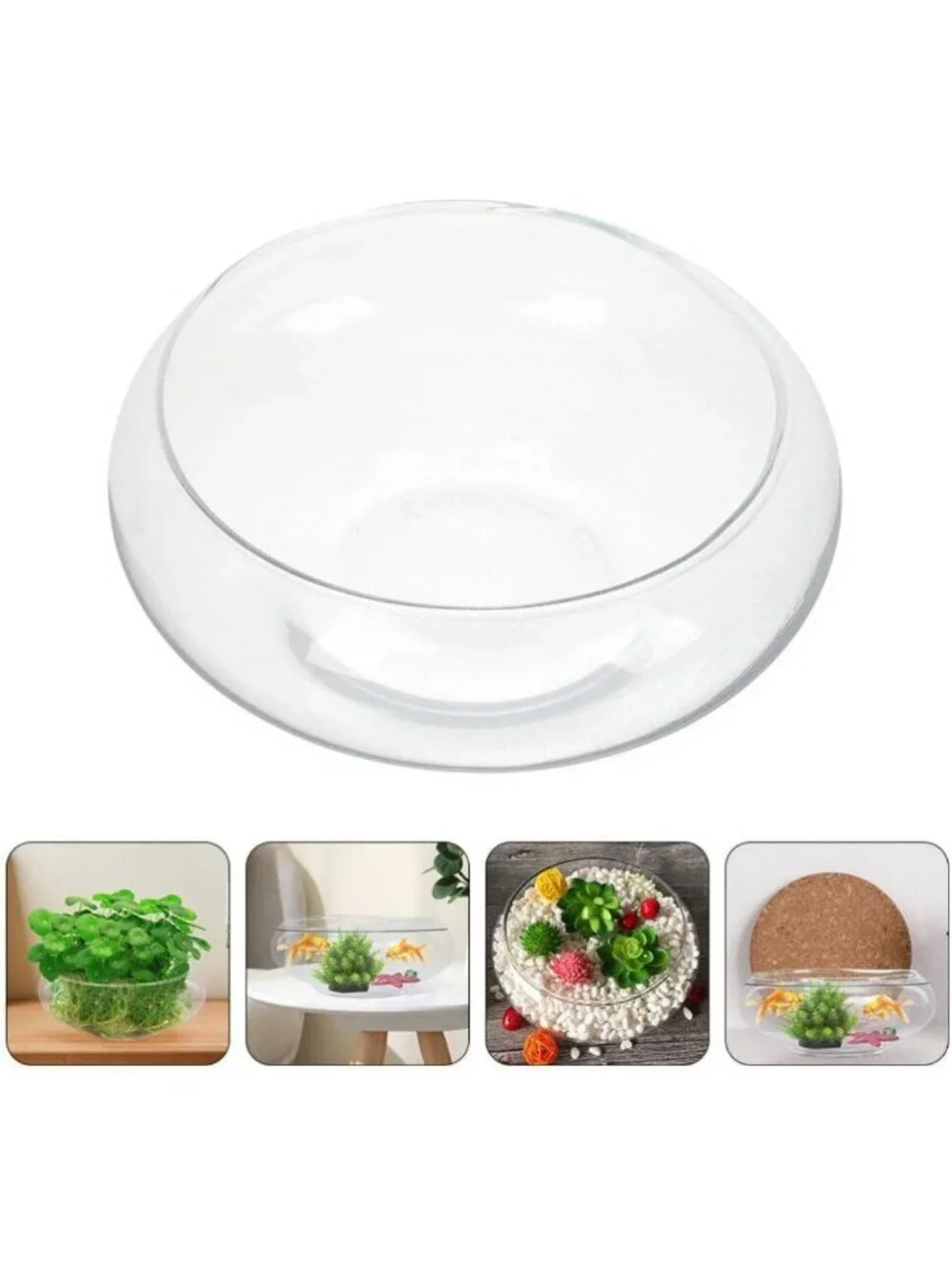 10-Inch Clear Glass Bowl - Large Round Planter for Plants, Centerpiece